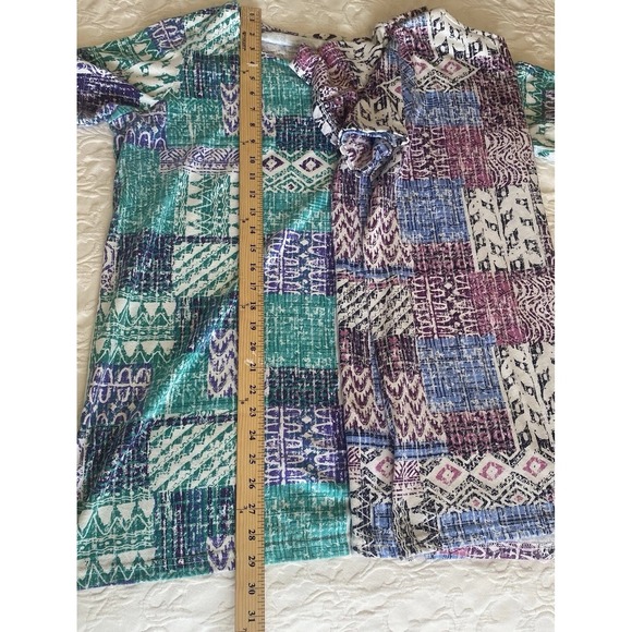 2 Woman Within 14 16 M Cotton Blend Short Sleeve Top Tunic T Shirt Teal Purple - Picture 6 of 8
